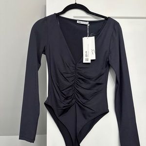 Zara black rouged body suit, never worn